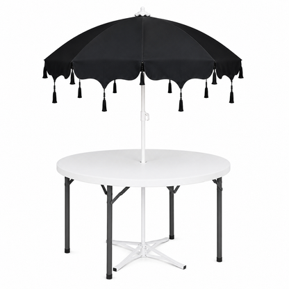 5ft Round Folding Table with Umbrella and Stand