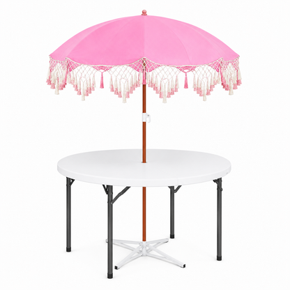 5ft Round Folding Table with Umbrella and Stand