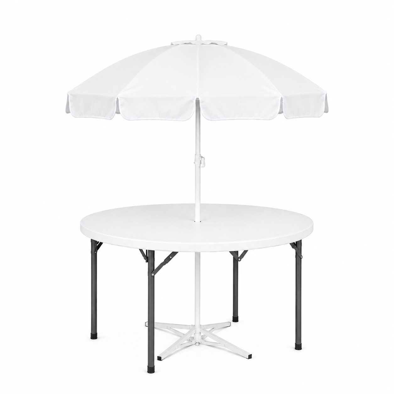 5ft Round Folding Table with Umbrella and Stand
