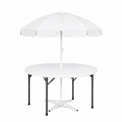 5ft Round Folding Table with Umbrella and Stand