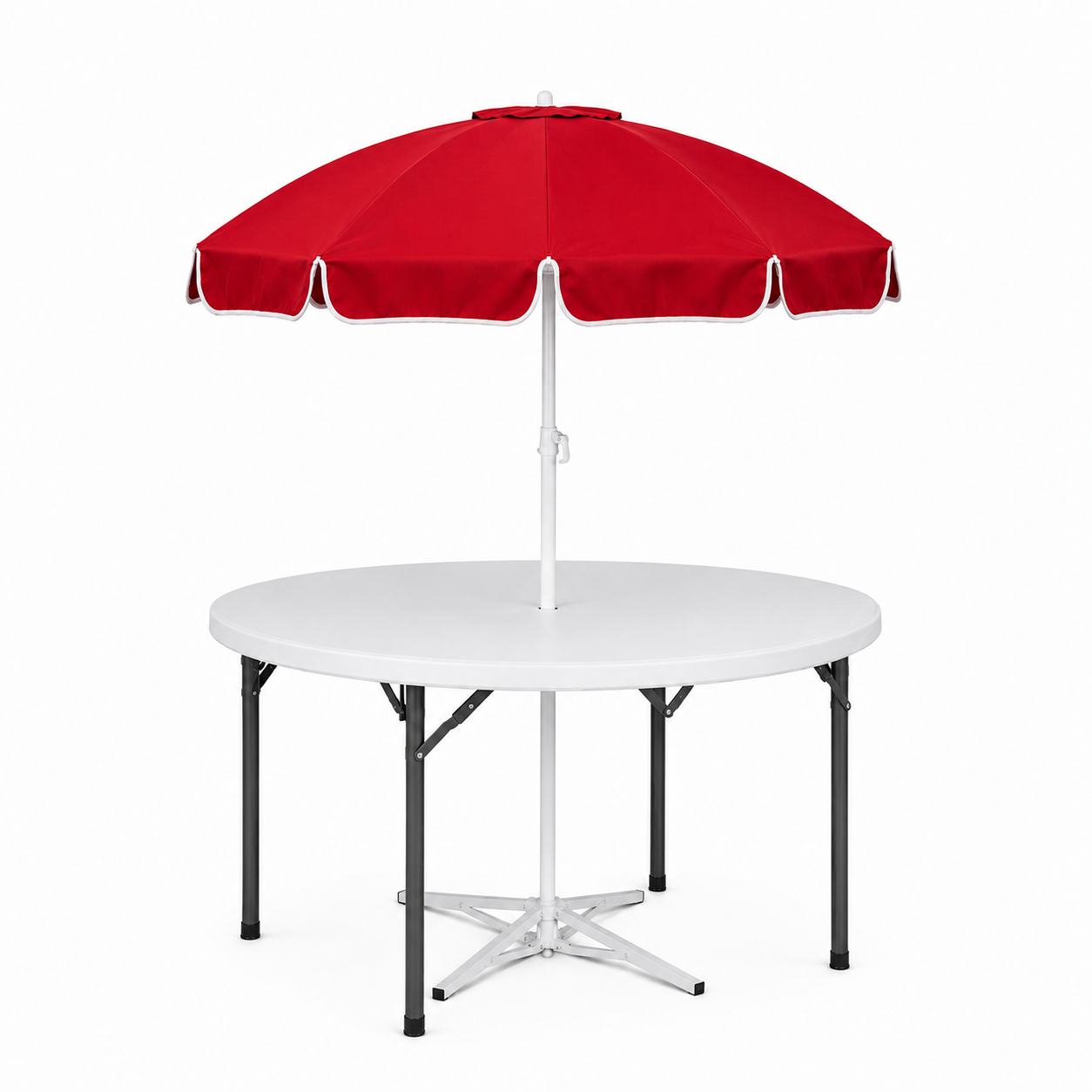5ft Round Folding Table with Umbrella and Stand