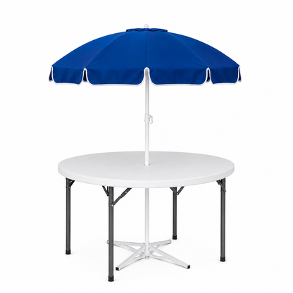 5ft Round Folding Table with Umbrella and Stand