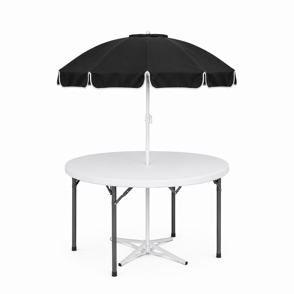 5ft Round Folding Table with Umbrella and Stand