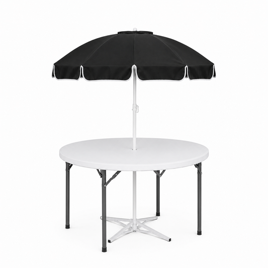 5ft Round Folding Table with Umbrella and Stand