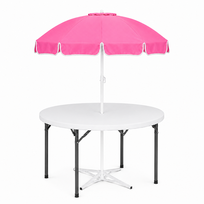 5ft Round Folding Table with Umbrella and Stand