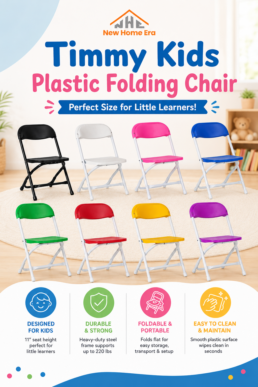 Timmy Kids Plastic Folding Chair