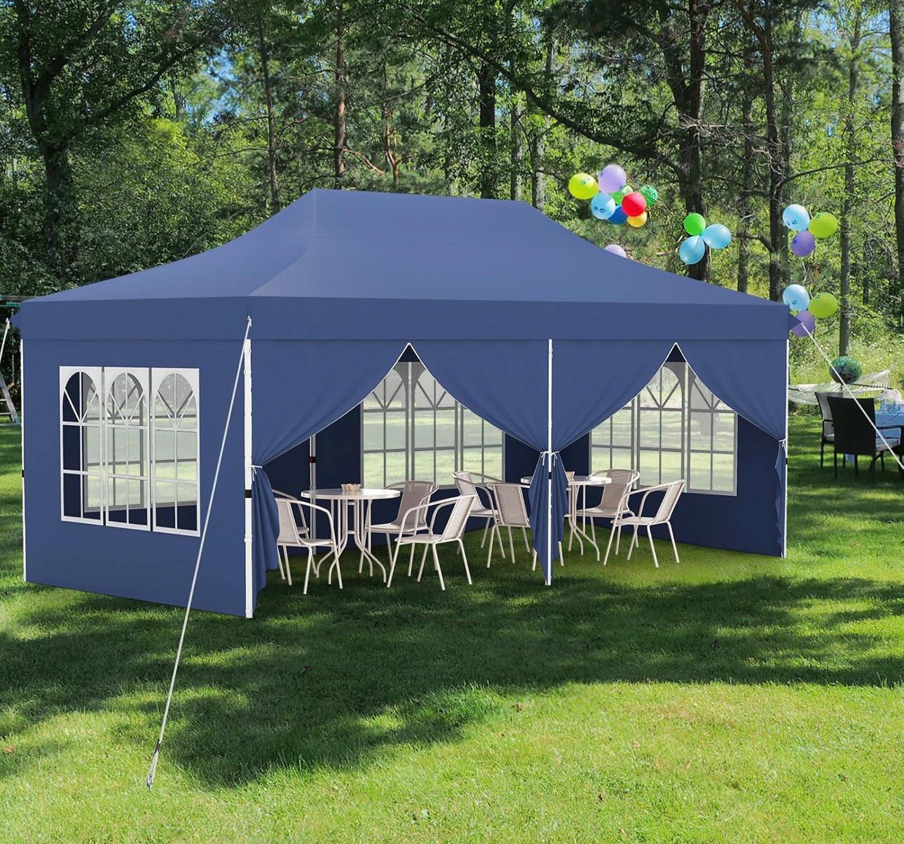 10x20 canopy with 3 side walls and zipper door