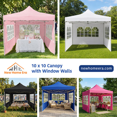 10 x 10 Canopy with Window Walls - Multicolor