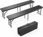 New Home Era Plastic Folding Bench - Portable Bench Used for Indoor, Outdoor, Picnic, Party, Camping, Dining Seat, Garden Soccer Multipurpose Entertaining Activities, White (2, Black, 8 Feet)