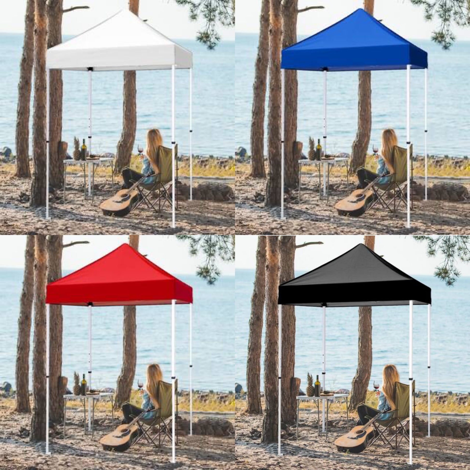 5’x5′ Pop-Up Canopy Tent with White Frame