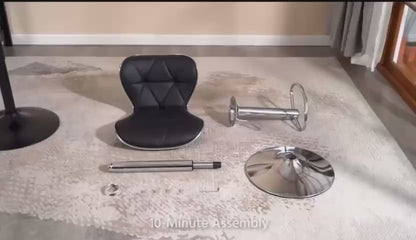 Adjustable Black Bar Stool with Chrome Base & Footrest Black or White