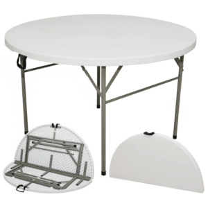 4 Ft Round Folding Table - White